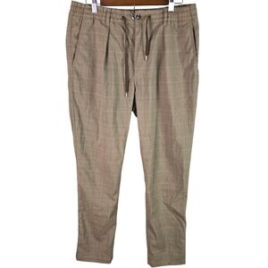 Polo Ralph Lauren Mens Brown Glen Plaid Stretch Tailored Slim Fit Pants 33x31